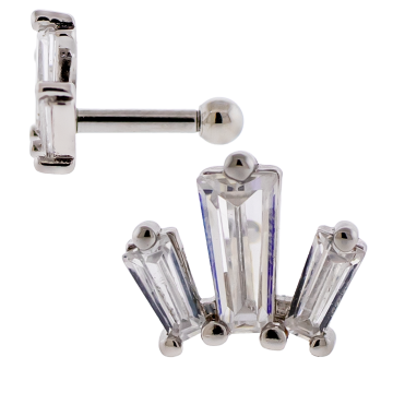 16G Barbell w/ Baguette Gem Arch-1.2MM (16G)-CLEAR