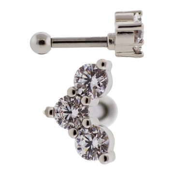 16G Barbell w/ Triple Gem Arch-1.2MM (16G)-CLEAR