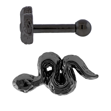 16G PVD Barbell w/ Snake-1.2MM (16G)-BLACK PVD