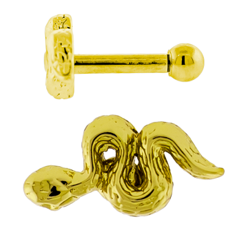 16G PVD Barbell w/ Snake-1.2MM (16G)-GOLD PVD