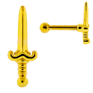 16G PVD Barbell w/ Dagger-1.2MM (16G)-GOLD PVD