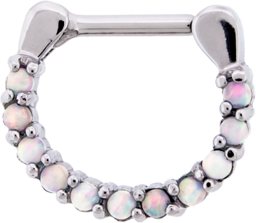 STEEL CAST 16G 5/16 SEPTUM CLICKER WITH SYNTHETIC WHITE OPAL