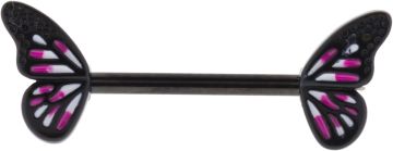 NIPPLE BARBELL WITH BUTTERFLY WINGS-1.6MM (14G)-14MM (9/16