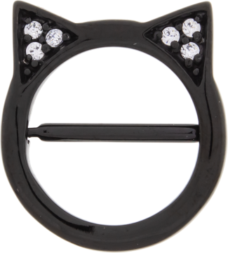 BLACK PVD COATED 14G 9/16 SURGICAL STEEL NIPPLE CLICKER SHIELD CAT EARS AND CLEAR GEM ACCENTS