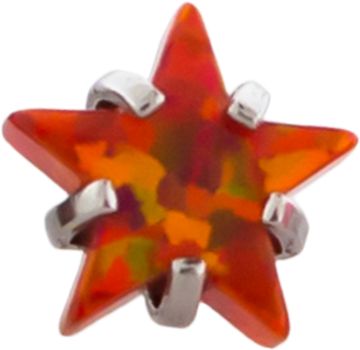 16G/18G TITANIUM PRONG SET OPAL STAR-1.2MM (16G)-RED OPAL