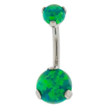 PRONG SET SYNTHETIC OPAL STEEL BELLY RING - 3/8