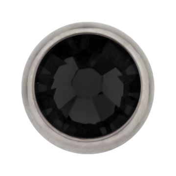 Titanium Threadless disc with bezel set premium crystals-5MM-JET BLACK