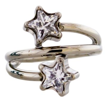 TITANIUM HINGED RING WITH GEM STARS-1MM (18G)-8MM (5/16