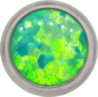 14G INTERNAL STEEL SYNTHETIC OPAL DISC - LIME GREEN 4MM