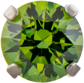 Titanium Internal End-Round Cut Zirconia-14G-3mm end-2.5mm gem-SPRING GREEN