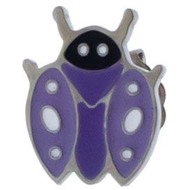 Pair Titanium Earring Stud Ladybug-PURPLE