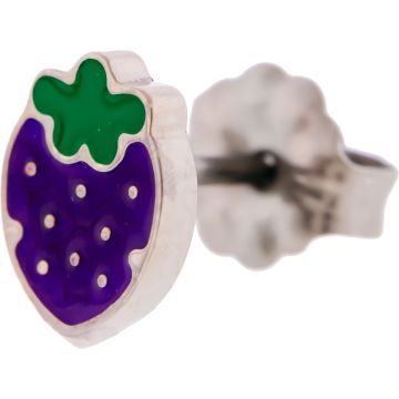 Titanium Stud Earring with Epoxy Strawberry-PURPLE