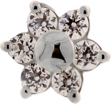 18KT GOLD THREADLESS FLOWER HEAD SET WITH PREMIUM ZIRCONIA-WHITE-5MM-18KT PALLADIUM WHITE GOLD