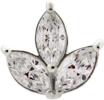 18KT GOLD THREADLESS LEAF SET WITH MARQUISE PREMIUM ZIRCONIA-WHITE-WHITE