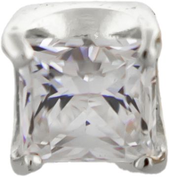 18KT Gold Prong Set Square Cut Premium Zirconia-18KT WHITE GOLD-WHITE-2MM