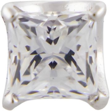 18KT Gold Prong Set Square Cut Premium Zirconia-18KT WHITE GOLD-WHITE-3MM