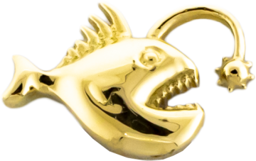 18kt Gold Threadless Anglerfish-18KT YELLOW GOLD-RIGHT-9MM x 6MM