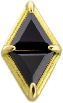 18kt Gold Threadless Stacked Triangle Premium Zirconia End-18KT YELLOW GOLD-6.5MM-CERAMIC BLACK