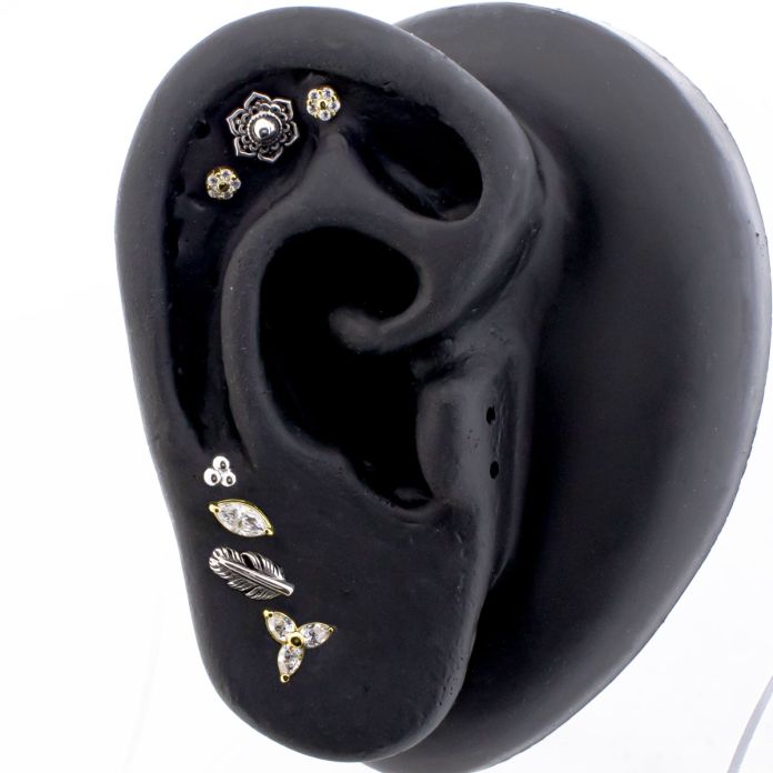 18KT Gold Threadless- Natural Beauty Ear Curation 