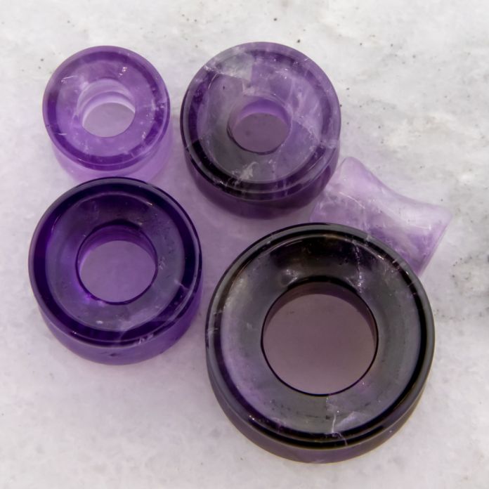 Pair Amethyst Double Flare Tunnel