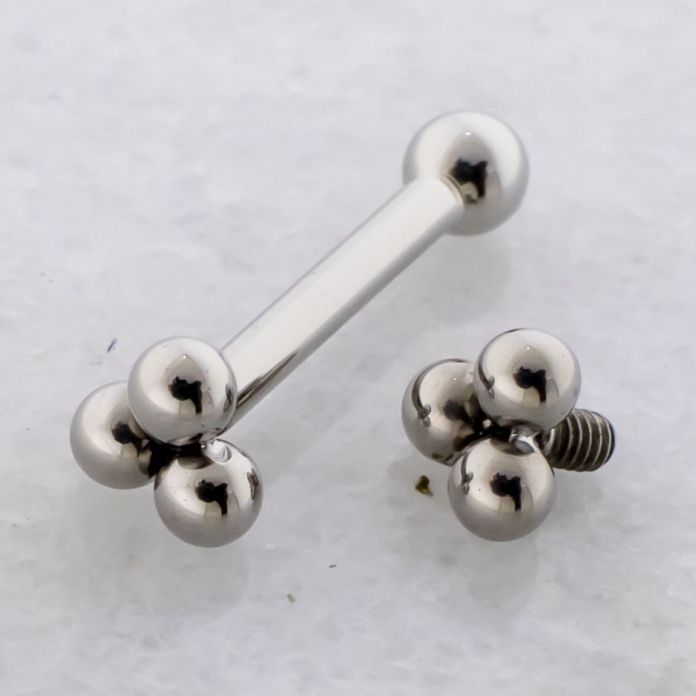 14G Titanium Barbell with Beaded Trinity End