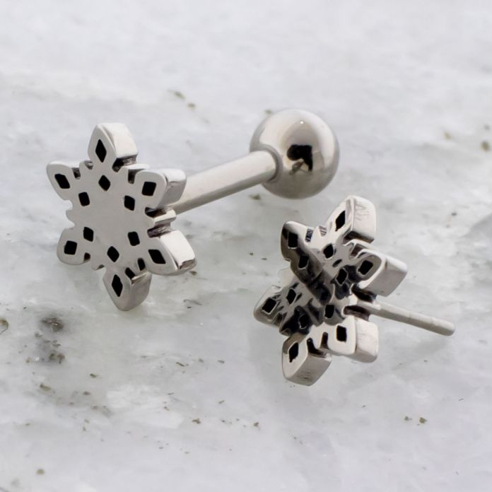  THREADLESS STRAIGHT BARBELL With SNOWFLAKE END