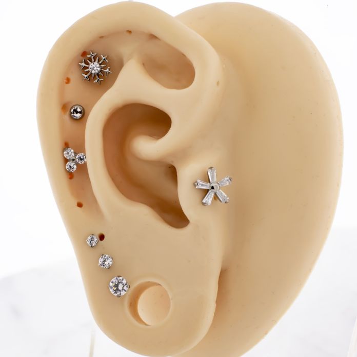 Titanium Threadless Snowflake Inspired Ear Curation