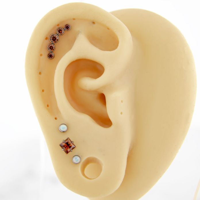 Titanium Internally Threaded- Roxie- Caramel- Ear Curation