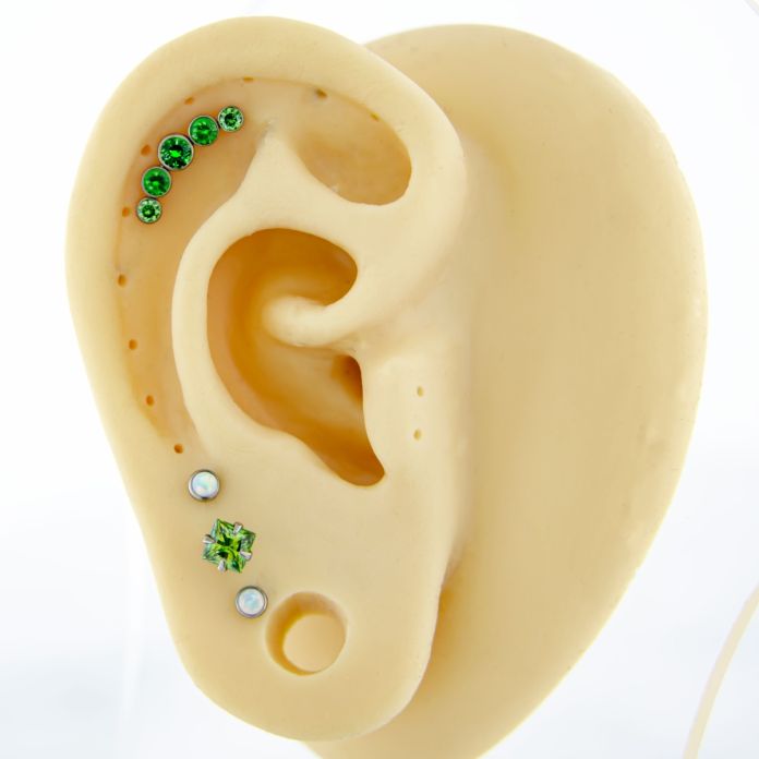 Titanium Internally Threaded- Roxie- Spring Green- Ear Curation