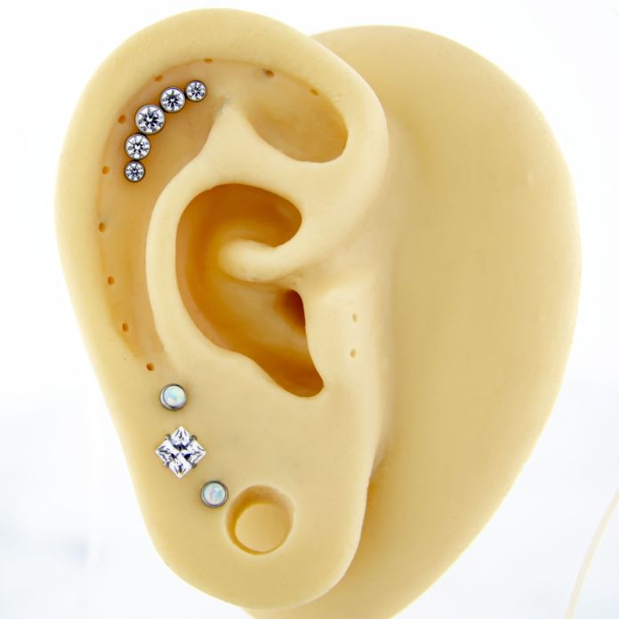 Titanium Threadless- Roxie- White- Ear Curation