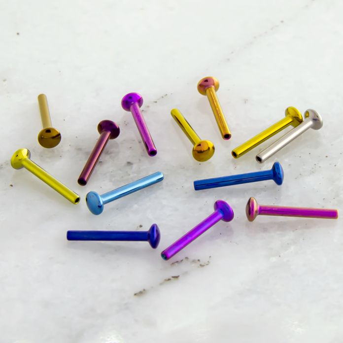 18G & 16G TITANIUM THREADLESS HELIX LABRETS POST ONLY WITH 2.5MM and 3mm BACK