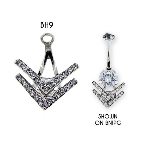 NAVEL RING HANGER WITH CLEAR GEM CHEVRON DESIGN