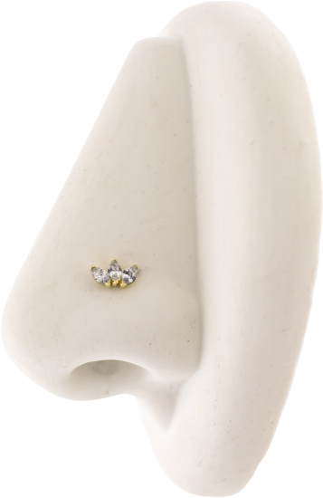 Titanium Threadless Nose Screw With 14kt Marquise Cut CZ End