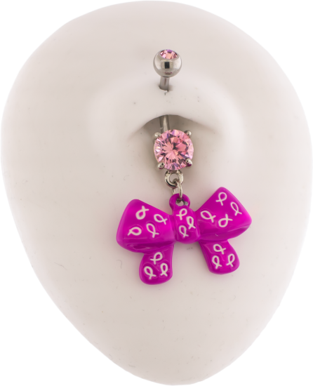 Breast Cancer Awareness Navel Ring With Bow