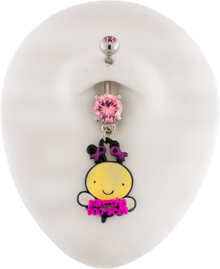 Breast Cancer Awareness Navel Ring With Bumble Bee