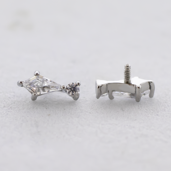 18g/16g Steel Internally Threaded Labret w/ Kite And Round Gem