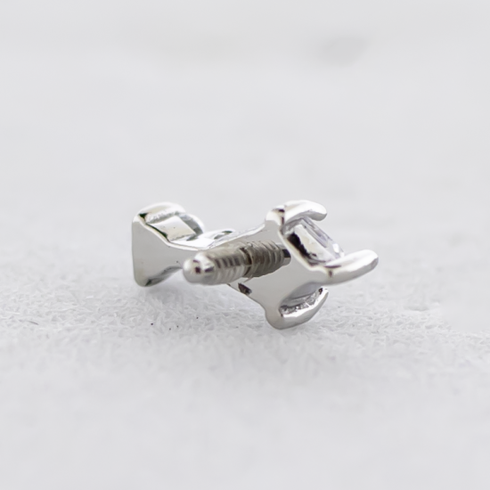 18g/16g Steel Internally Threaded Labret w/ Kite And Round Gem