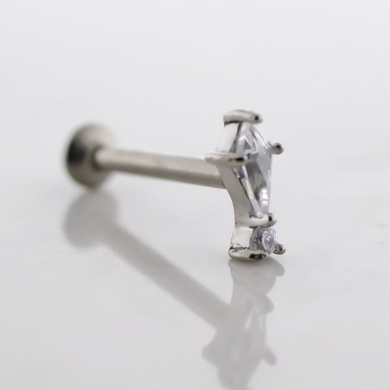 18g/16g Steel Internally Threaded Labret w/ Kite And Round Gem
