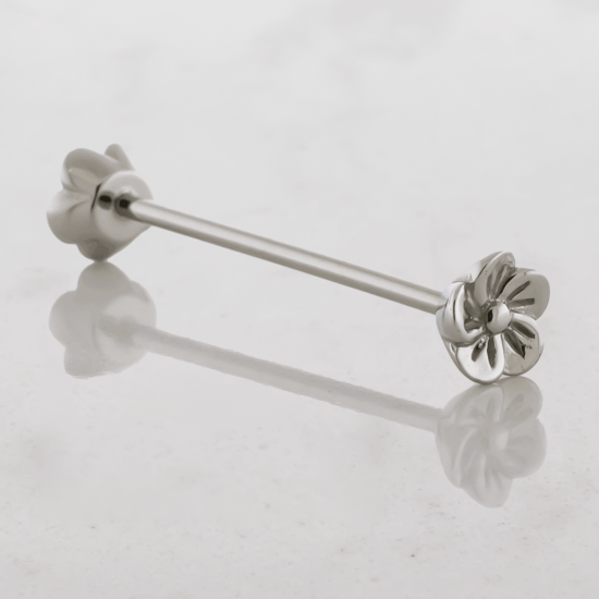 16G Externally Threaded Steel Barbell w/ Blossom Ends