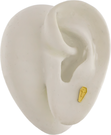 Titanium Threadless Labret w/ 18kt Coffin w/ Cross