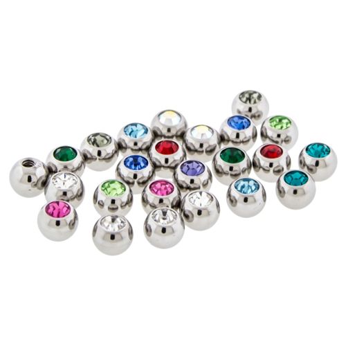 24 Piece Externally Threaded 14G 5mm Press Set Gem Replacement Ball Pack