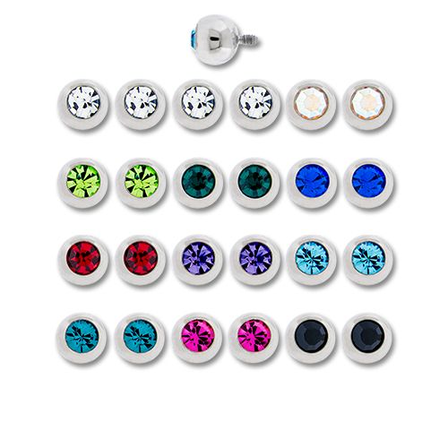 Steel Internally Threaded End - Assortment Plain Ball W/Crystal 14G