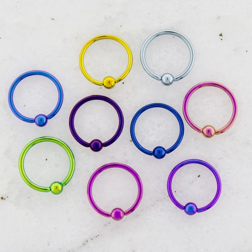 9 COLOR TITANIUM CAPTIVE BEAD RING ASSORTMENT