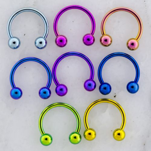 9 COLOR TITANIUM EXTERNALLY THREADED HORSESHOE ASSORTMENT