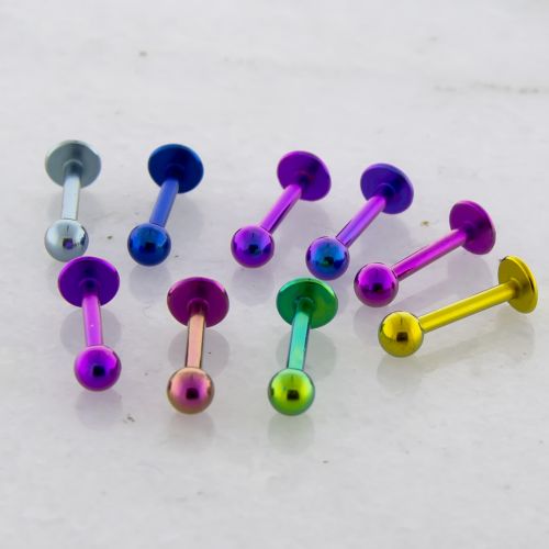 9 COLOR TITANIUM EXTERNALLY THREADED LABRET ASSORTMENT