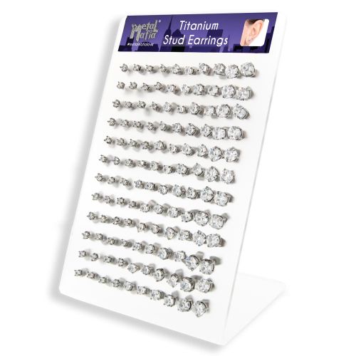 ASSORTED CLEAR GEM EAR STUD DISPLAY