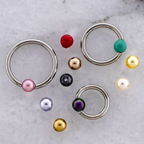 16G Steel Captive Ring w/ 3mm Pearl Captive Bead