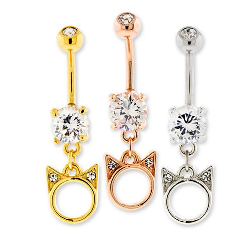 CAT HEAD BELLY RING