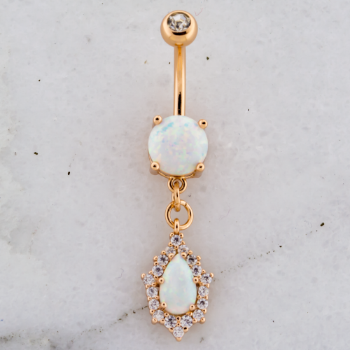 ROSE GOLD OPAL AND GEM NAVEL RING