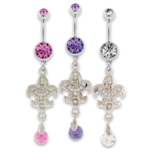 PAVE FLEUR DI LIS BELLY RING